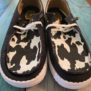 Hey Dude Kids Black and White Moccasins